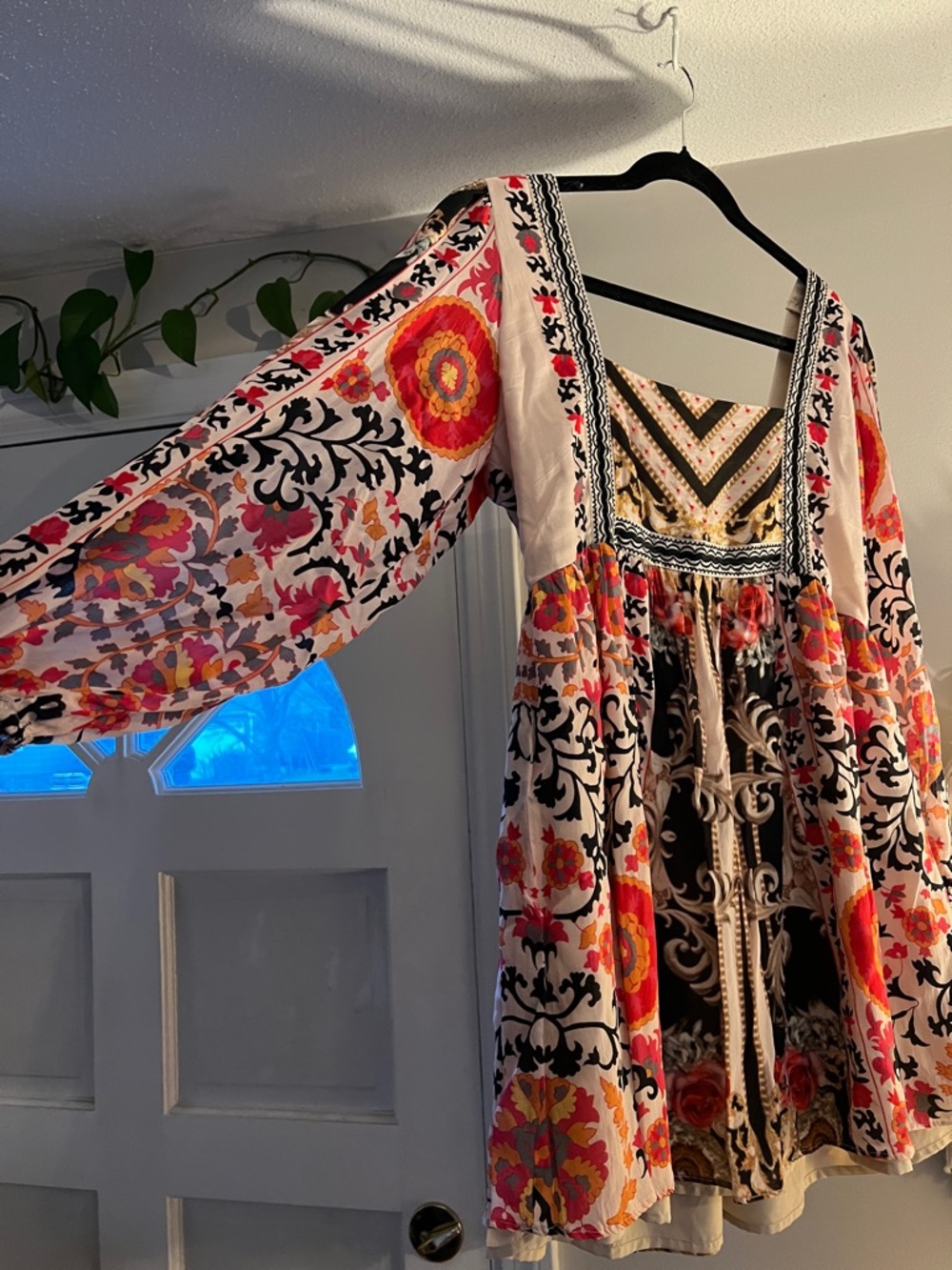 Anthropologie Pink & Black Mixed Floral Dress - Picture 2 of 5